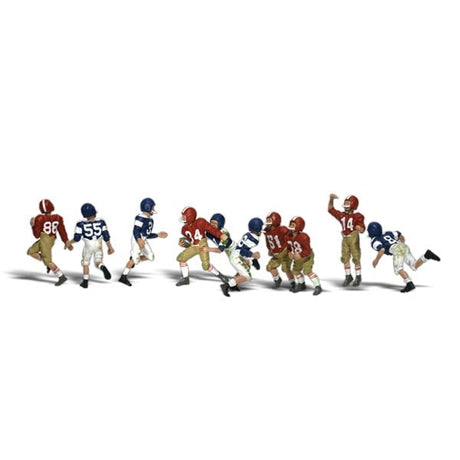 Youth Football Players - HO Scale - A set of kids playing a game of five-on-five in full uniform