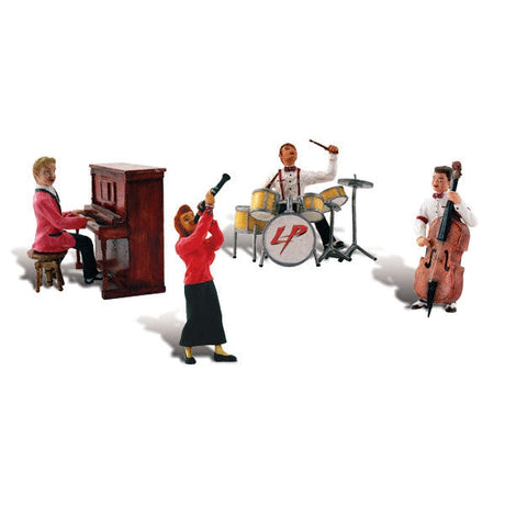 Music To My Ears - HO Scale - This quartet is in full swing, playing American born jitterbug music bristling with energy and fun! 
Set contains 9 pieces