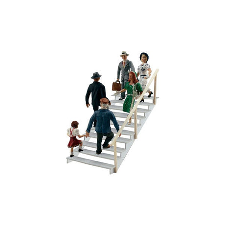 Taking the Stairs - HO Scale - Set these six figures in a rural or city setting, entering or leaving an office building, school, home, library or subway