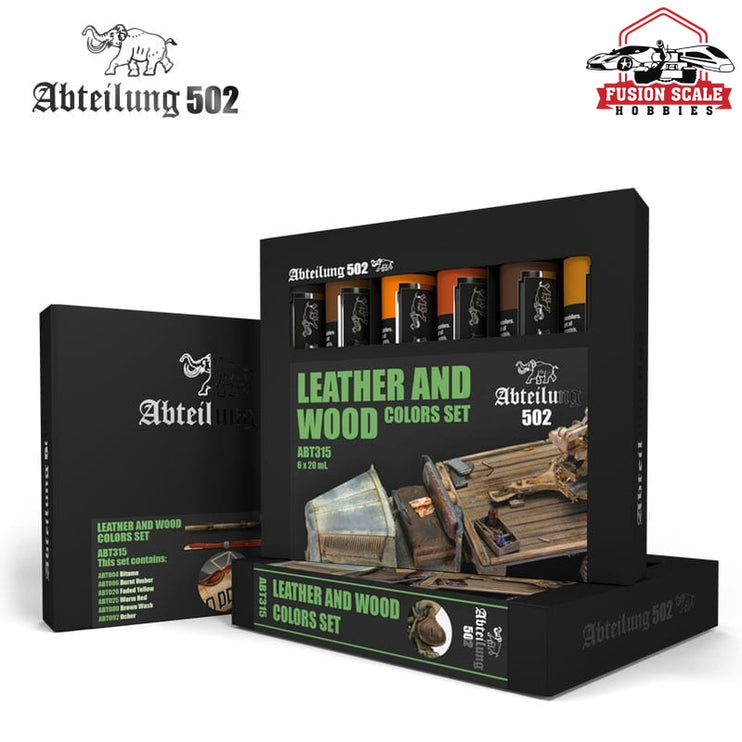 Abteilung 502 Leather & Wood Oil Paint Set (6 Colors) 20ml Tubes ABT315 - Fusion Scale Hobbies