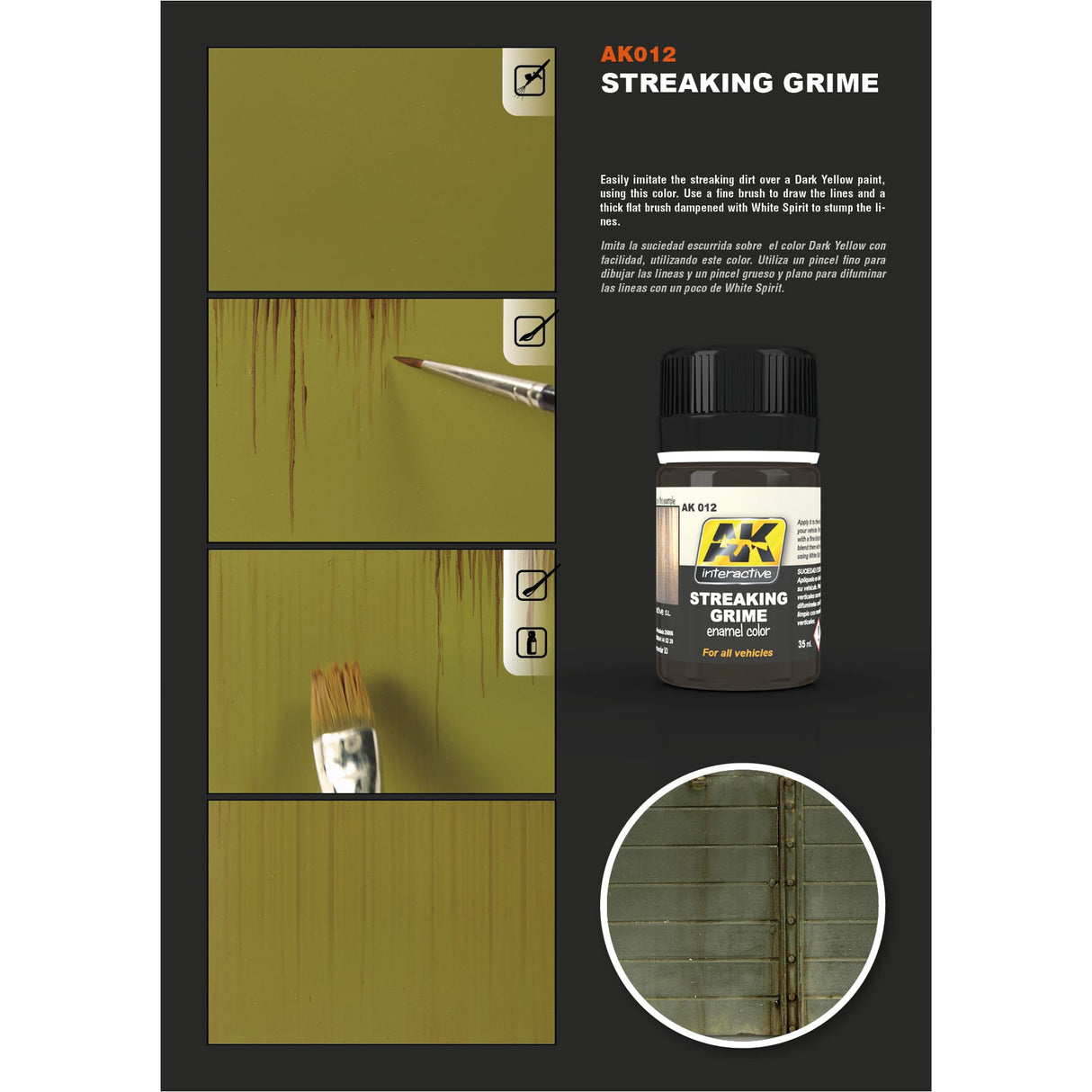 24 Dark Streaking Grime Enamel Paint 35ml Bottle - M R S Hobby Shop