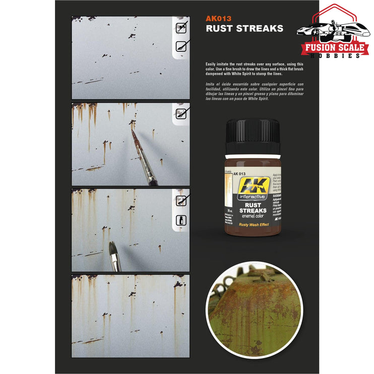 AK Interactive Rust Streaks Enamel Paint 35ml Bottle - Fusion Scale Hobbies