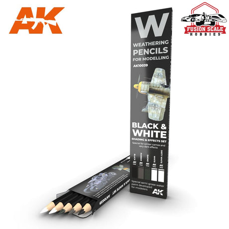 AK Interactive Black and White Shading Effects Weathering Pencil Set 5 Pencils AKI10039 - Fusion Scale Hobbies