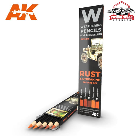 AK Interactive Rust & Streaking Effects Weathering Pencil Set 5 Pencils AKI10041 - Fusion Scale Hobbies