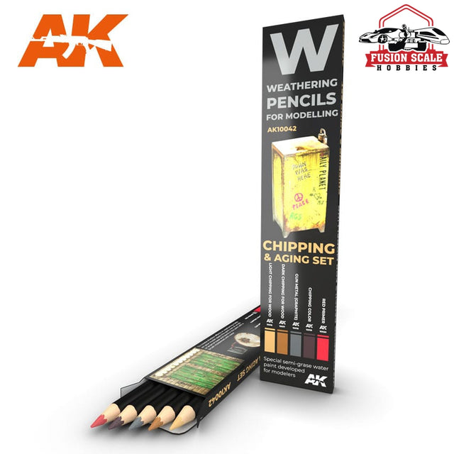 AK Interactive Chipping & Aging Weathering Pencil Set 5 Pencils AKI10042 - Fusion Scale Hobbies