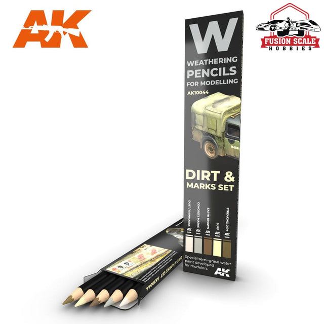 AK Interactive Dirt & Marks Weathering Pencil Set 5 Pencils AKI10044 - Fusion Scale Hobbies