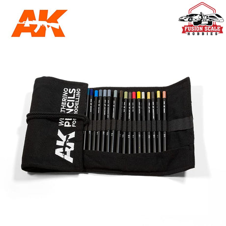 AK Interactive Weathering Pencil Full Range Cloth Case 37 Colors AKI10048 - Fusion Scale Hobbies