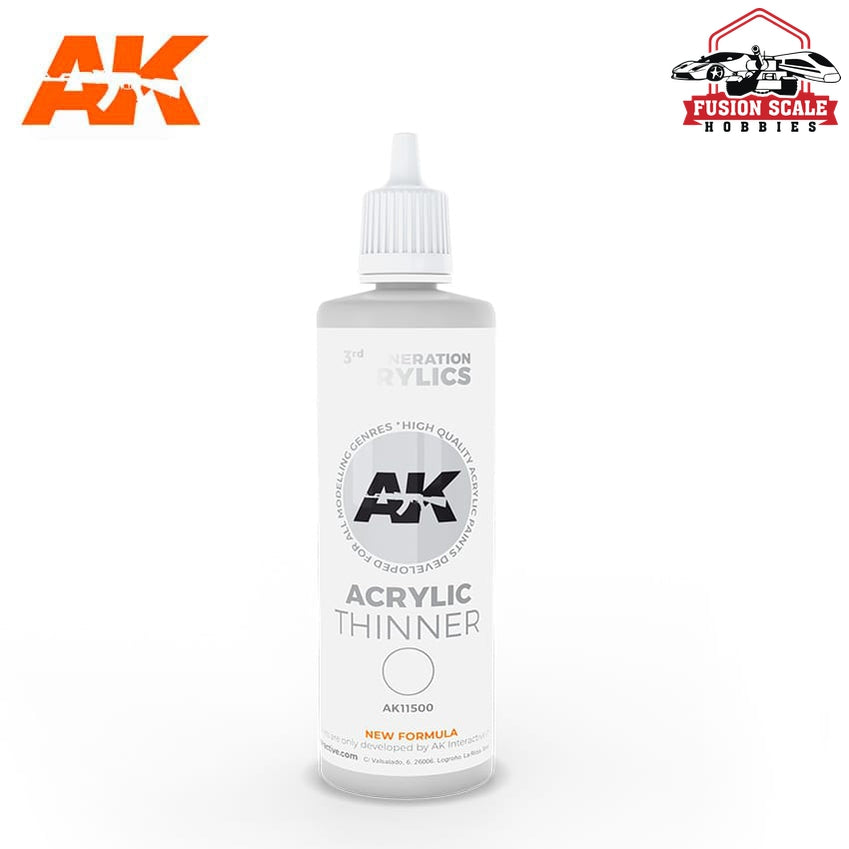 AK Interactive 3rd Generation Acrylic Thinner 100ml Bottle - Fusion Scale Hobbies
