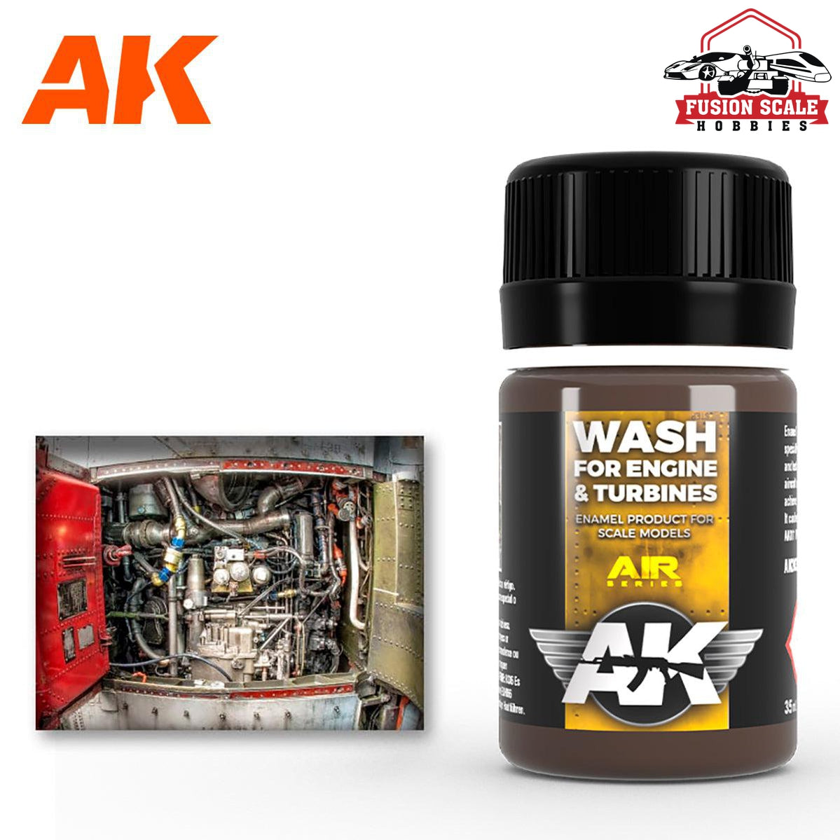AK Interactive Air Series Engine & Turbines Enamel Wash 35ml Bottle - Fusion Scale Hobbies