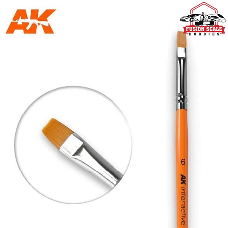 AK Interactive Size 6 Flat Paint Brush AKI611 - Fusion Scale Hobbies