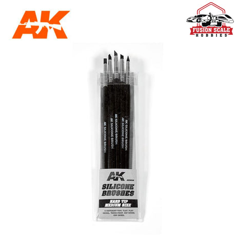 AK interactive Silicone Brushes Hard Tip Medium Set of 5 AKI9088 - Fusion Scale Hobbies