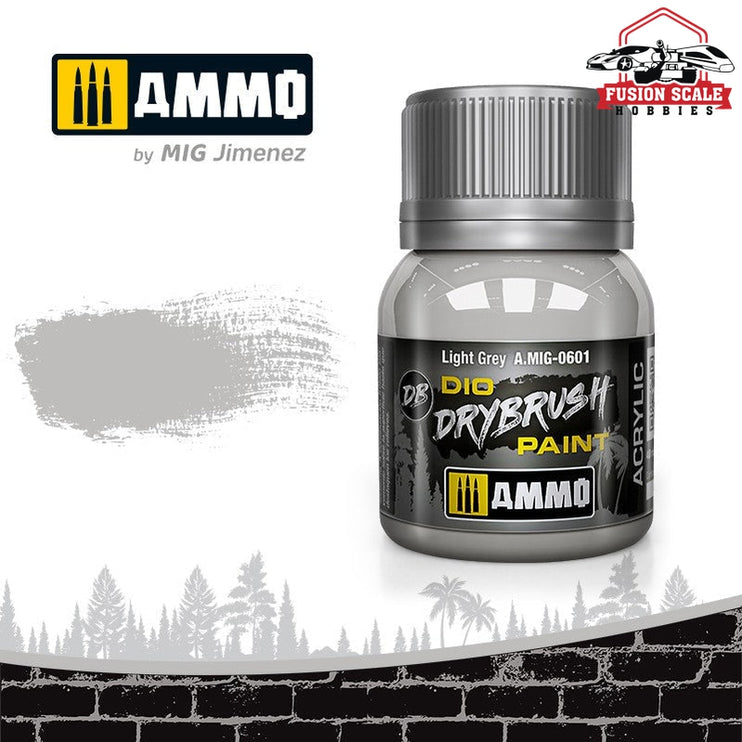 Ammo Mig Jimenez Dio Dry Brush Light Gray Paint - Fusion Scale Hobbies