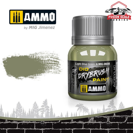 Ammo Mig Jimenez Dio Dry Brush Light Olive Green Paint - Fusion Scale Hobbies