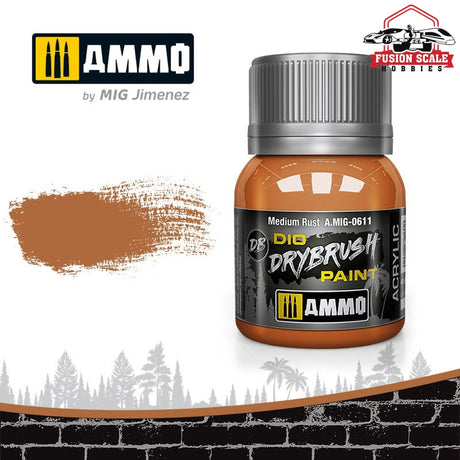 Ammo Mig Jimenez Dio Dry Brush Medium Rust Paint - Fusion Scale Hobbies