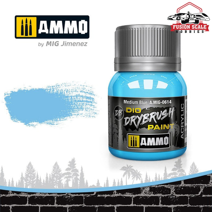 Ammo Mig Jimenez Dio Dry BrushMedium Blue Paint - Fusion Scale Hobbies