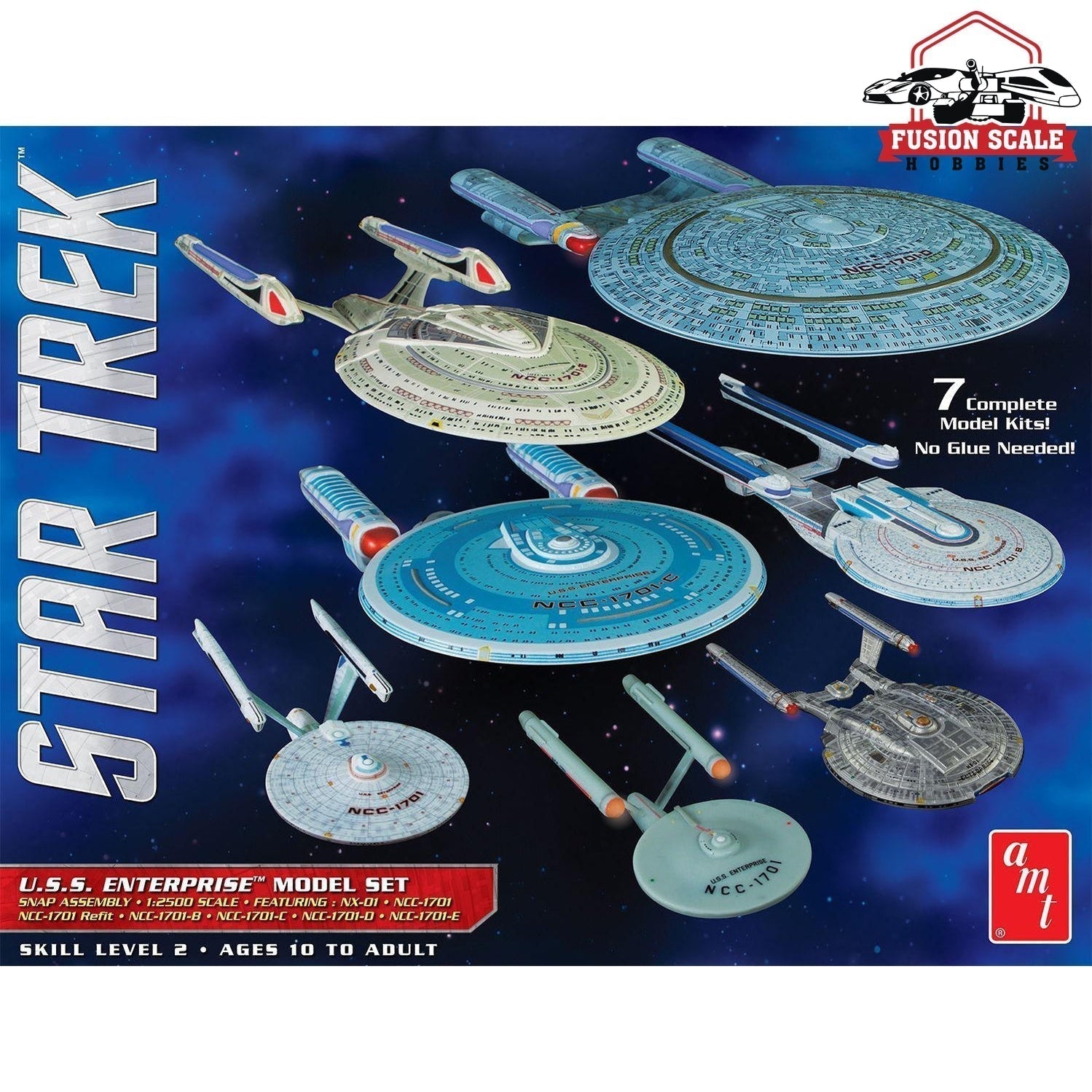 AMT Models Star Trek 1/2500 USS Enterprise 7 Piece Model Kit – Fusion ...