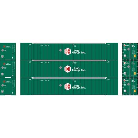 Athearn N Scale 53' Stoughton Containers, Hub Group # 1 (3)