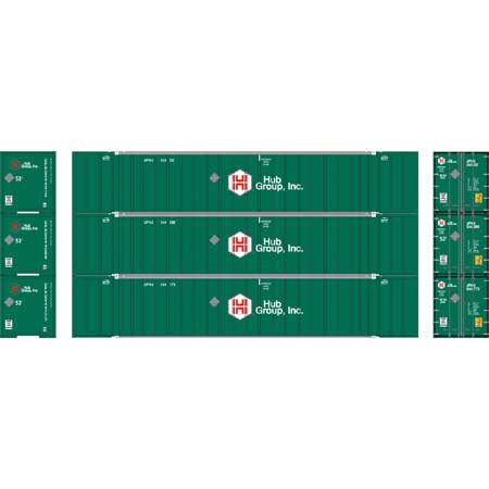 Athearn N Scale 53' Stoughton Containers, Hub Group # 2 (3)