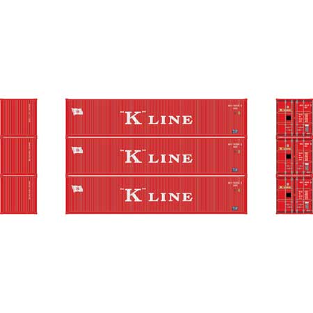 Athearn N Scale 40' Corrugated Low-Cube Container,K Line # 1 (3)