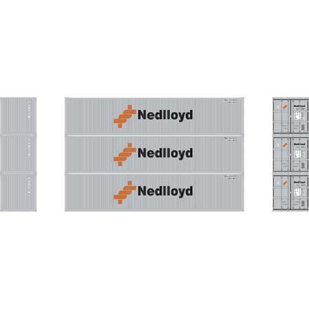 Athearn N Scale 40' Corrugated Low Container,  Nedlloyd # 1 (3)