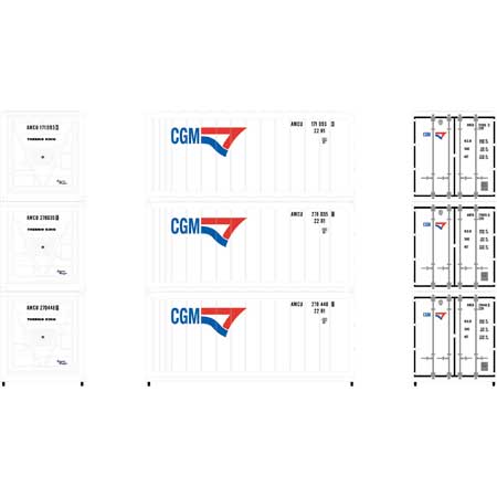 Athearn N Scale 20' Reefer Container, CGM (3)