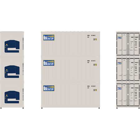 Athearn N Scale 20' Reefer Container, Beacon (3)