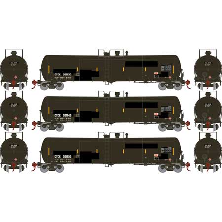 Athearn N Scale 30,000-Gallon Ethanol Tank, CTCX #1 (3)