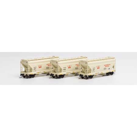 Athearn N Scale ACF 2970 Covered Hopper, W&W (3)