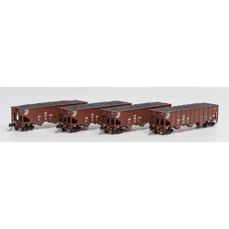 Athearn N Scale 40' 3-Bay Ribbed Hopper w/Load, CR #1 (4)