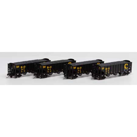 Athearn N Scale 40' 3-Bay Ribbed Hopper w/Load, B&O #1 (4)