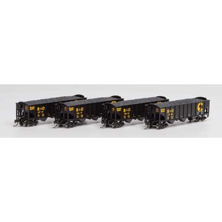 Athearn N Scale 40' 3-Bay Ribbed Hopper w/Load, B&O #2 (4)