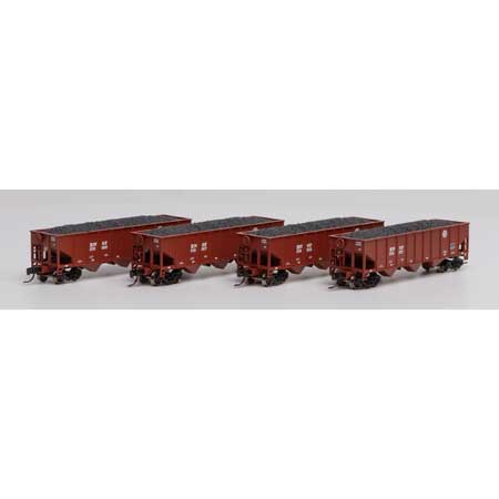 Athearn N Scale 40' 3-Bay Ribbed Hopper w/Load, BNSF #1 (4)