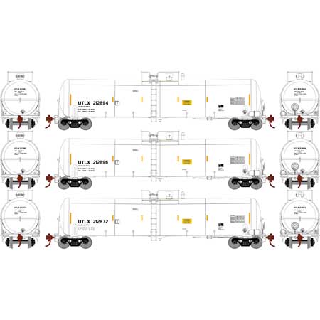 Athearn HO Scale 30,000-Gallon Ethanol Tank UTLX #3 3 Pack