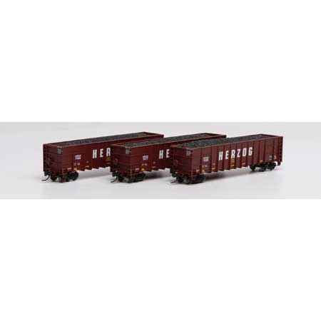 Athearn N Scale Thrall High Side Gondola/Load,Herzog/Brown #2(3)