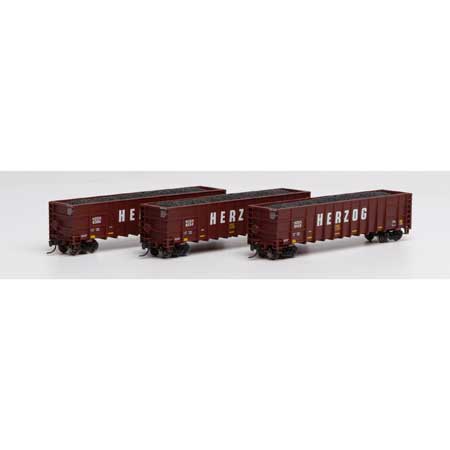 Athearn N Scale Thrall High Side Gondola/Load,Herzog/Brown #3(3)