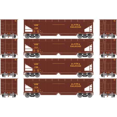 Athearn HO Scale RTR 40' Offset Ballast Hopper w/Load,ARR #2 (4)