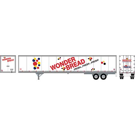 Athearn HO Scale RTR 53' Wabash Plate Trailer,Wonder Bread#60942