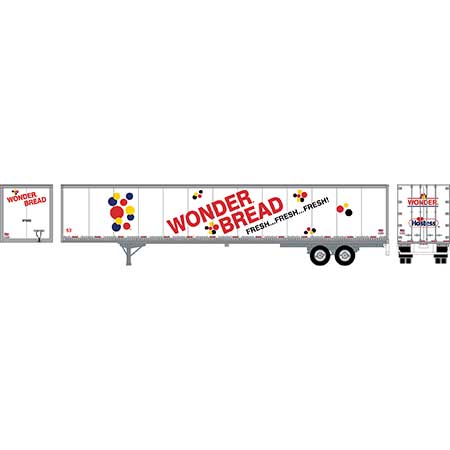 Athearn HO Scale RTR 53' Wabash Plate Trailer,Wonder Bread#97860