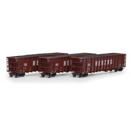 Athearn HO Scale RTR Thrall High Side Gondola/Load,HZX/Brn #2(3)