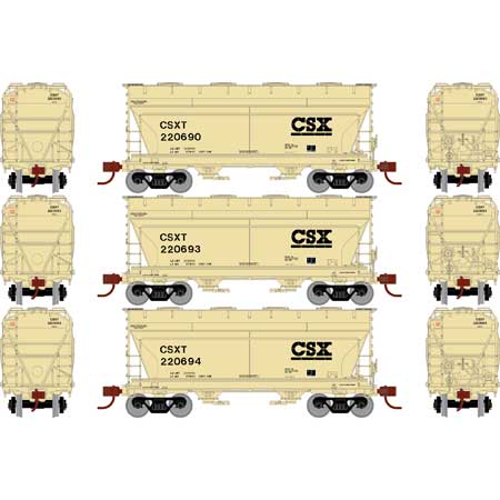 Athearn HO Scale ACF 2970 Covered Hopper, CSXT (3)