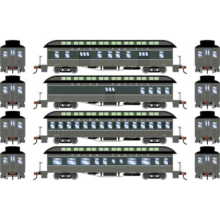 Athearn HO Scale 50' Old Time Overland Passenger Set, UP #1 (4)