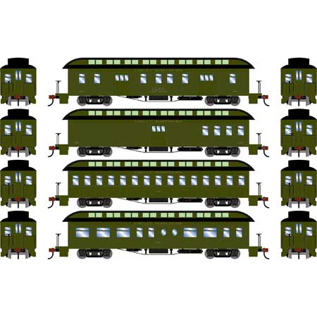 Athearn HO Scale 50' Old Time Overland Passenger Set, GN #1 (4)