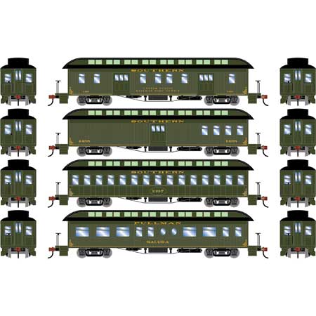 Athearn HO Scale 50' Old Time Overland Passenger Set, SOU #1 (4)