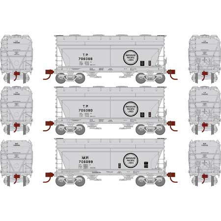 Athearn HO Scale RTR ACF 2970 Cover Hopper, MP/TP (3)