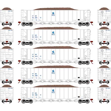 Athearn HO Scale RTR 5Bay Rapid Discharge Hopper,ITGX/White#2(5)