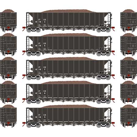 Athearn HO Scale RTR 5-Bay Rapid Discharge Hopper,ITGX/Black (5)