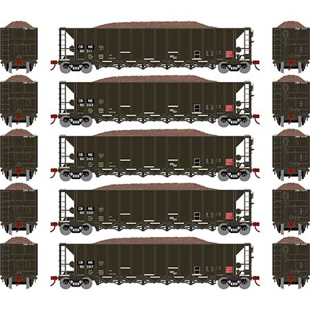 Athearn HO Scale RTR 5-Bay Rapid Discharge Hopper, CBNS (5)