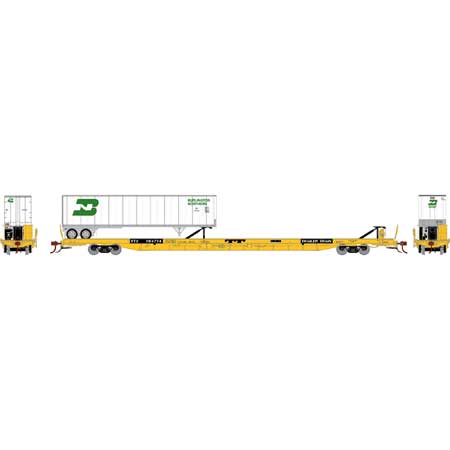 Athearn Genesis  HO Scale F89-F 89'8" Flat w/Trailer, TTX/Yellow #154714 - Fusion Scale Hobbies