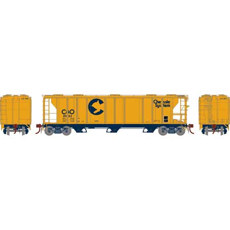 Athearn Genesis  HO Scale PS-2 2893 3-Bay Covered Hopper, C&O #2052 - Fusion Scale Hobbies