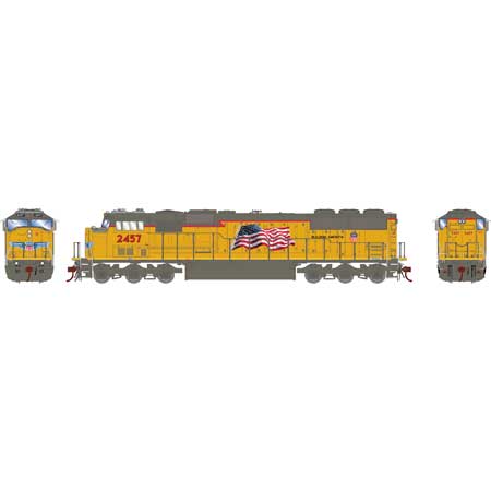 Athearn Genesis  HO Scale SD60M w/DCC & Sound, UP/Yellow Sill/Flag #2457 - Fusion Scale Hobbies